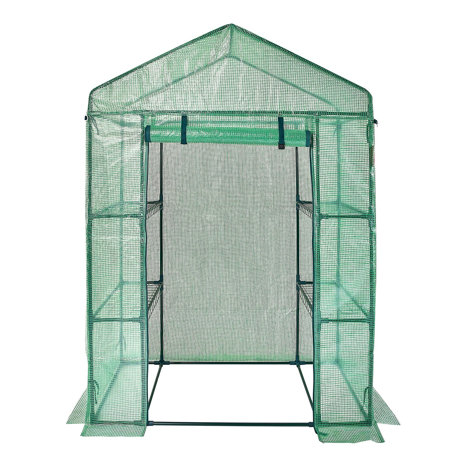 Walk-in Green House, 4.6 X 2.4 X 6.7 Ft, Greenhouse With Shelves, High Strength PE Cover With Doors, Windows And Steel Frame, Set Up In Minutes, For Planting And Storage_maomaolike.com